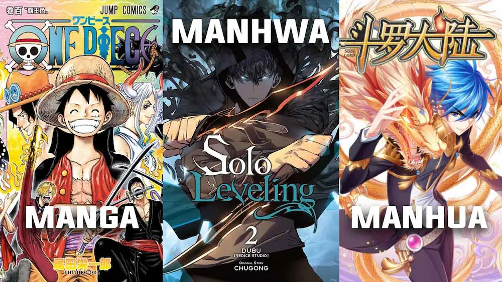 difference between manhua, manhwa, manga