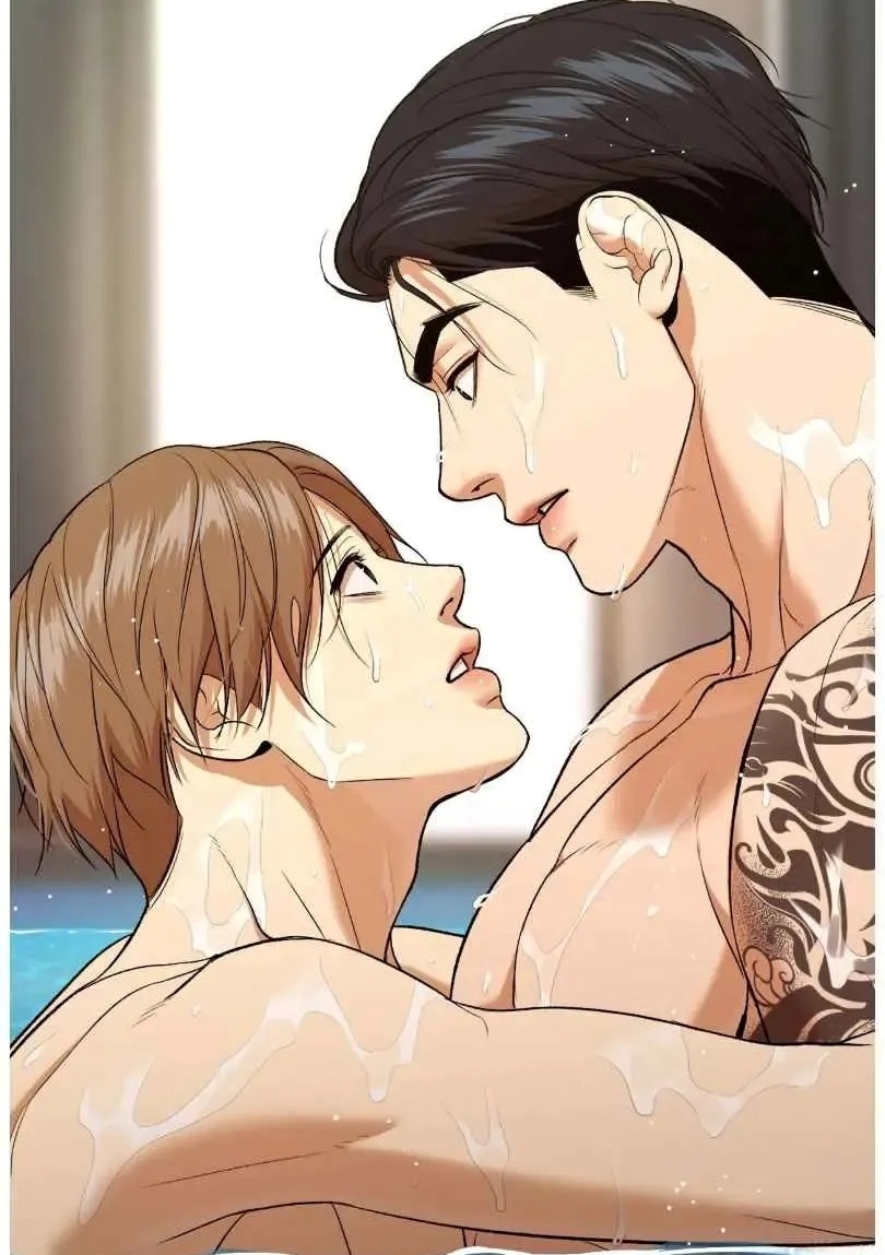 Dan and Jaekyung emotional eye contact scene in Jinx Chapter 84, highlighting their complicated relationship