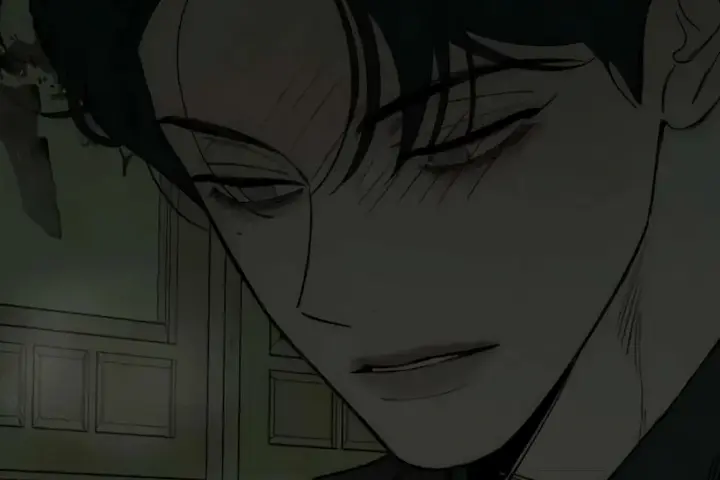 A close-up manhwa illustration of Taehe looking emotional and conflicted in Tears on a Withered Flower Chapter 81