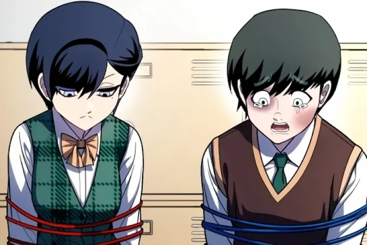 A Sense of Amusement Chapter 68 English Sub showing Ahyun and a student tied up, fear and despair as hell awaits
